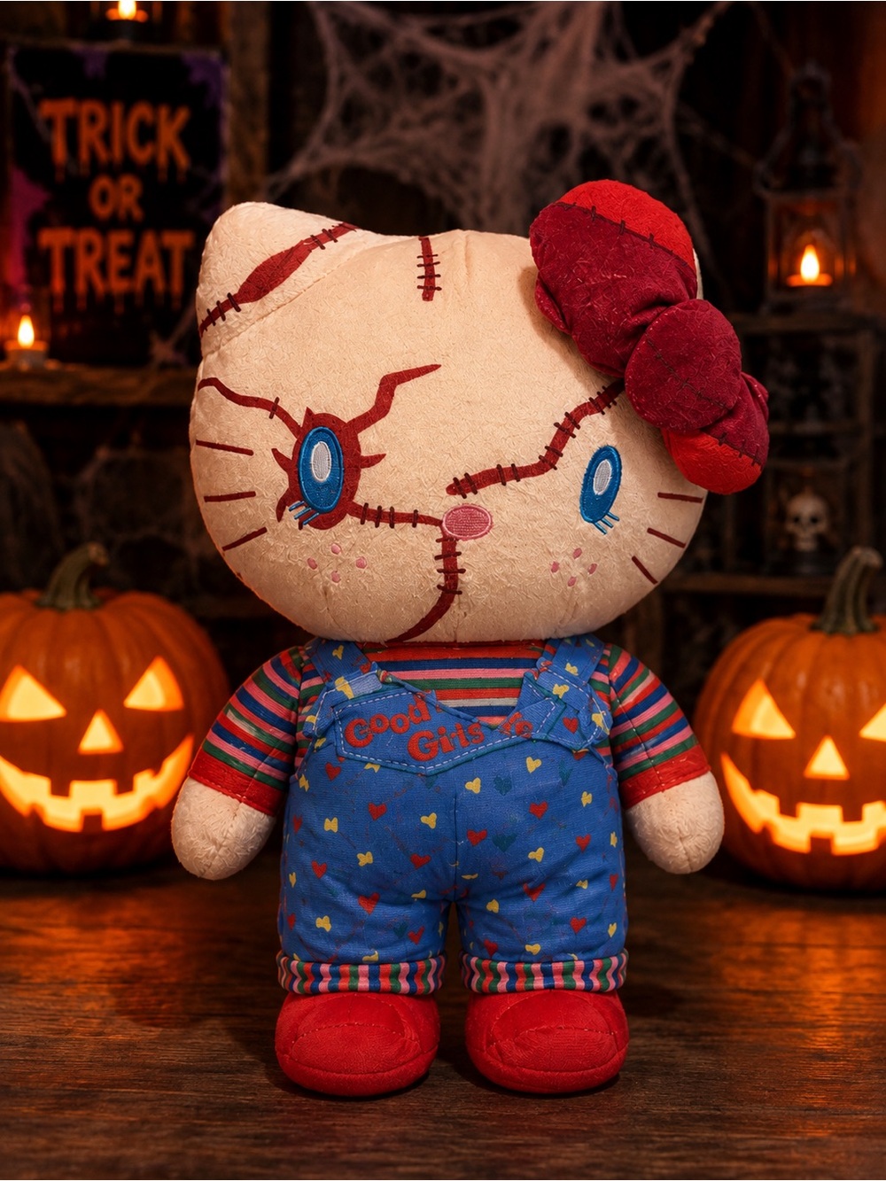Hello Kitty Chucky Halloween Plush Stuffy with Orange Throw Blanket